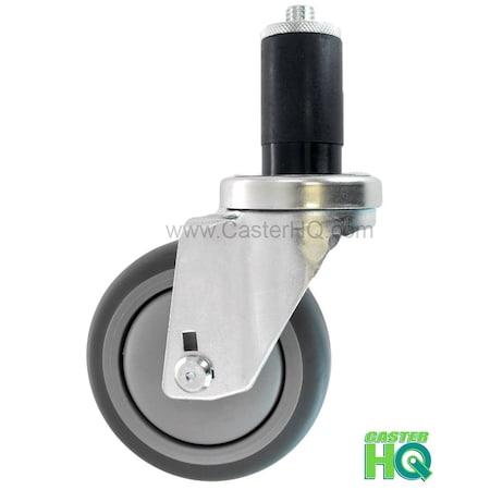 Casterhq 4"x1-1/4" Swivel Caster, Gray Thermo Plastic Rubber Wheel, 1-3/16" HDLDTPR414-1316